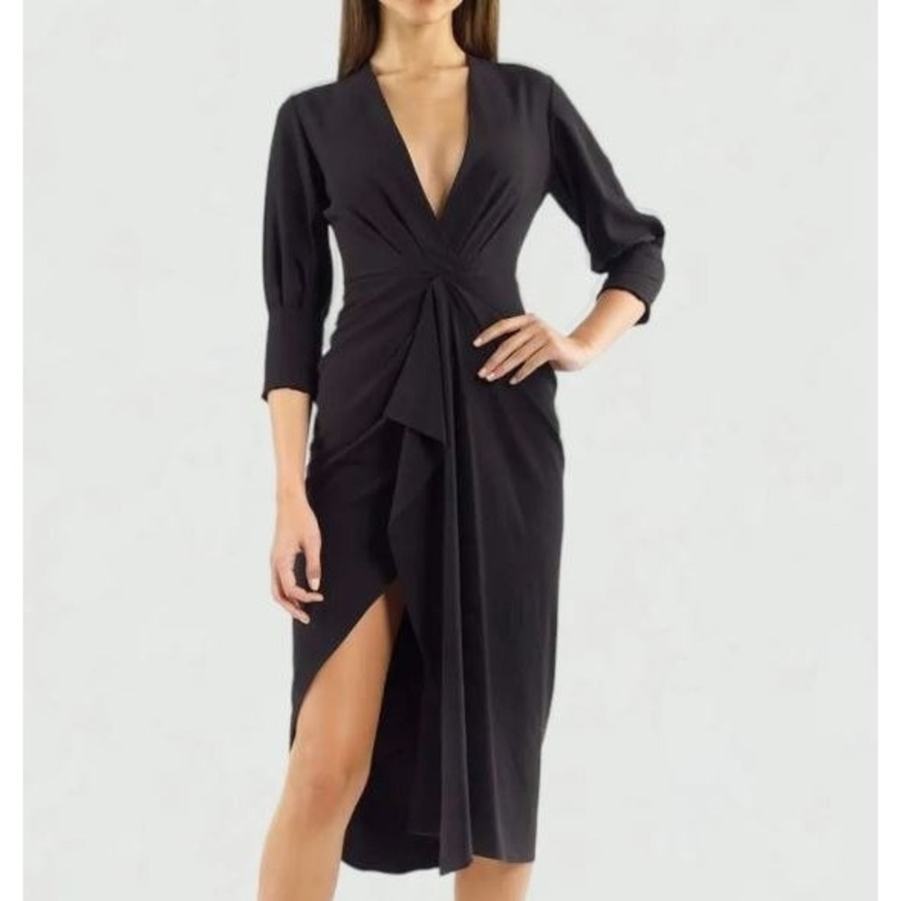 Manning Cartell Free Fall Maxi Dress Womens 6 Black V-Neck Knot Front